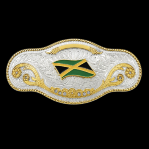Boucle de ceinture de lutte avec grand drapeau jamaïcain de la Jamaïque