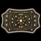 Flower Rhinestones Florals Antique Belt Buckle Buckles
