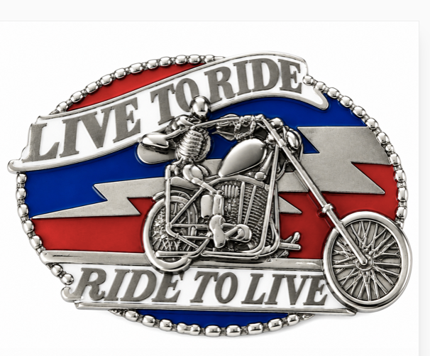 Live To Ride Ride To Live Cinturón Hebilla Motocicleta Esqueleto Biker's Hebillas Cinturones