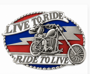Live To Ride Ride To Live Cinturón Hebilla Motocicleta Esqueleto Biker's Hebillas Cinturones