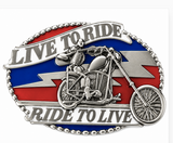 Live To Ride Ride To Live Cinturón Hebilla Motocicleta Esqueleto Biker's Hebillas Cinturones