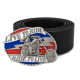Live To Ride Ride To Live Cinturón Hebilla Motocicleta Esqueleto Biker's Hebillas Cinturones