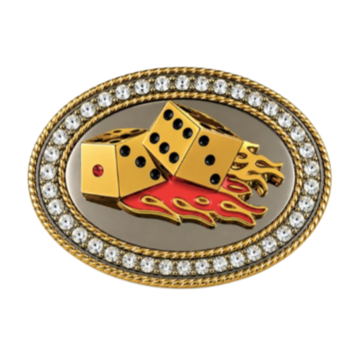 Boucle de ceinture Cool, flammes de dés, jeu de dés, Craps, Casino Vegas