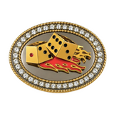 Boucle de ceinture Cool, flammes de dés, jeu de dés, Craps, Casino Vegas