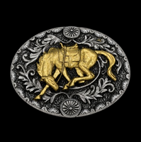 Golden Horse Floral Western Belt Buckle Buckles