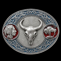 Five Cent Coin Buckle Indian Western Buffalo Longhorn Boucle de Ceinture