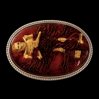 Skeleton Belt Buckle Cemetery Coffin Macabre Spooky Scary Party