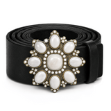Boucles de ceinture florales de fleur de strass de floraison chic blanche