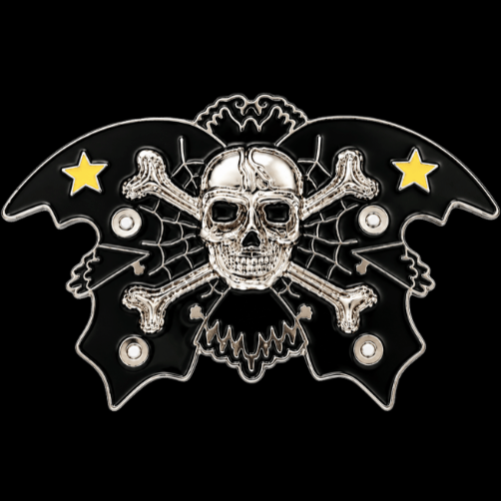 Skull Crossbones Black Wings Butterfly Belt Buckle