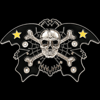 Skull Crossbones Black Wings Butterfly Belt Buckle