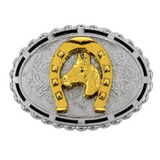 Two Toned Horse Horses Horsehead Western Belt Buckle