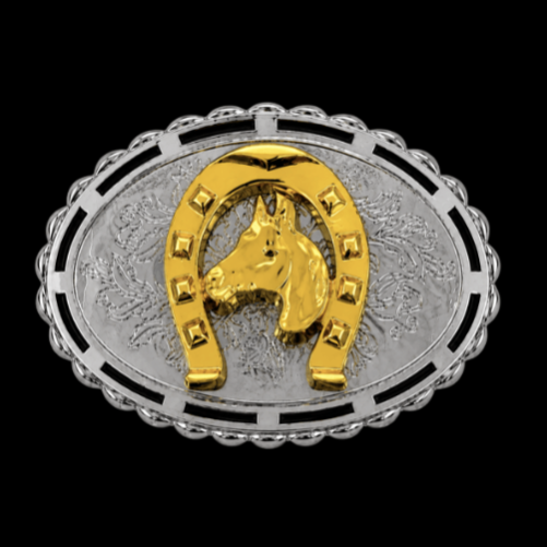 Two Toned Horse Horses Horsehead Western Belt Buckle
