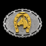Two Toned Horse Horses Horsehead Western Belt Buckle
