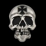 Skull Skeleton Head Metal Belt Buckle Biker Style Silver Tone Cross Gothic