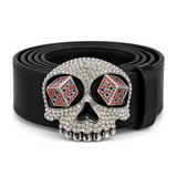 Hebilla de cinturón Calavera Rhinestones Casino Dados Ojos Gambler Hebillas de cinturón