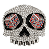 Hebilla de cinturón Calavera Rhinestones Casino Dados Ojos Gambler Hebillas de cinturón
