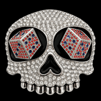Belt Buckle Skull Rhinestones Casino Dice Eyes Gambler Belt Buckle Buckles