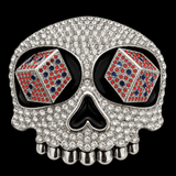 Hebilla de cinturón Calavera Rhinestones Casino Dados Ojos Gambler Hebillas de cinturón