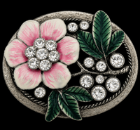 Flower Pink Flowers Rhinestones Women Fashion Belt Buckle Buckles