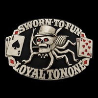 Belt Buckle Casino Gambler Spider Skull Cards Sworn Fun Loyal To None