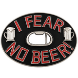 Belt Buckle I Fear No Beer Bottle Opener Funny Bar Jokes Cool Buckles