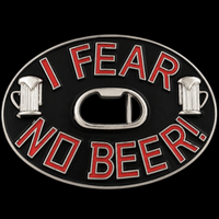 Belt Buckle I Fear No Beer Bottle Opener Funny Bar Jokes Cool Buckles