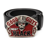 Tête de mort squelette gothique, les bons gars portent des boucles de ceinture noires