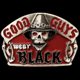 Tête de mort squelette gothique, les bons gars portent des boucles de ceinture noires