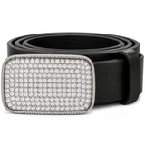Boucles de ceinture Disco rétro blanc froid rectangulaire en strass