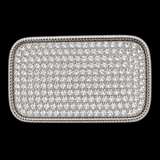 Boucles de ceinture Disco rétro blanc froid rectangulaire en strass