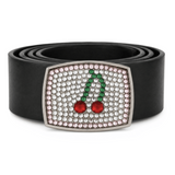 White Rhinestone Cherries Hot Cherry Pop Belt Buckles