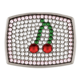 White Rhinestone Cherries Hot Cherry Pop Belt Buckles