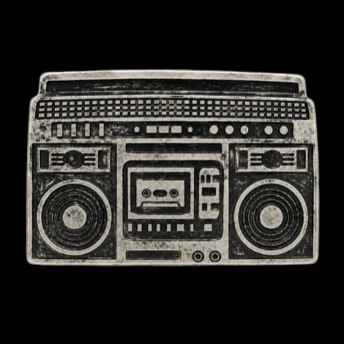 Boom Box Radio Belt Buckle Pewter Tone Huge Stereo Music