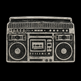 Boom Box Radio Belt Buckle Pewter Tone Huge Stereo Music