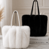 Faux Fur Tote Bag Women Winter Large Plush Furry Shoulder Bag Stylish Soft Purse