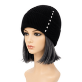 Women's Knit Winter Beanie Hats With RhinestoneEmbellishments