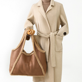 Bolso de mano con cremallera de gran capacidad, bolso de viaje para compras, bolso de hombro, bolso de playa a rayas