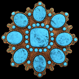 Flower Belt Buckle Turquoise Flowers Blue Stone Women Wide Buckles Belts