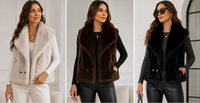 Vest Faux Fur Sleeveless Jackets Women's Furry Outwear Winter Fashion