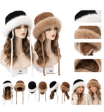 Ensemble de gants de chapeau d'hiver de style cosaque en fausse fourrure pour femmes