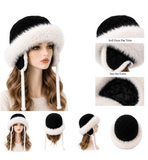 Ensemble de gants de chapeau d'hiver de style cosaque en fausse fourrure pour femmes