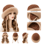 Ensemble de gants de chapeau d'hiver de style cosaque en fausse fourrure pour femmes