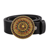Rhinestones Shield Belt Buckle Maroon Brown Rhinestones Round Floral Circle Cool Belts & Buckles