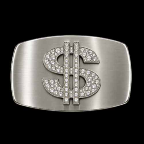Belt Buckle Dollar Money Sign Big Rhinestone Buckles