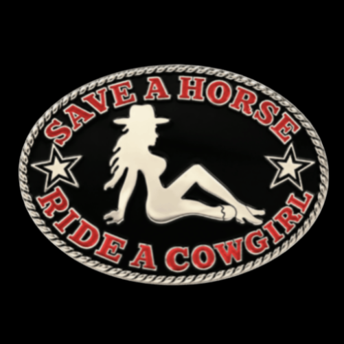Belt Buckle Save Horse Ride Cowgirl Funny Western Buckles