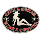 Belt Buckle Save Horse Ride Cowgirl Funny Western Buckles