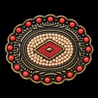 Colorful Multi Colored Beaded Beads Floral Flower Belt Buckle