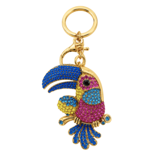 Toucan Bird Keychain Purse Charm Bling Rhinestones Lobster Clasp Key Ring