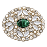 Rhinestone White Flower Green Stones Rhinestones Oval Belt Buckle Buckles