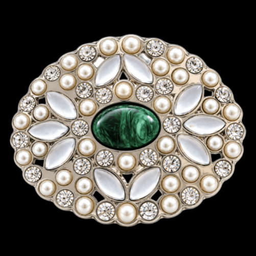 Rhinestone White Flower Green Stones Rhinestones Oval Belt Buckle Buckles